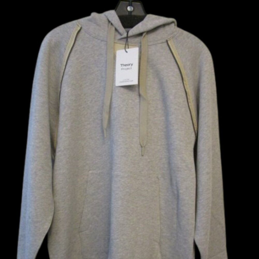 Theory Sweater Cotton Pullover Hoodie in Grey Terry Cotton